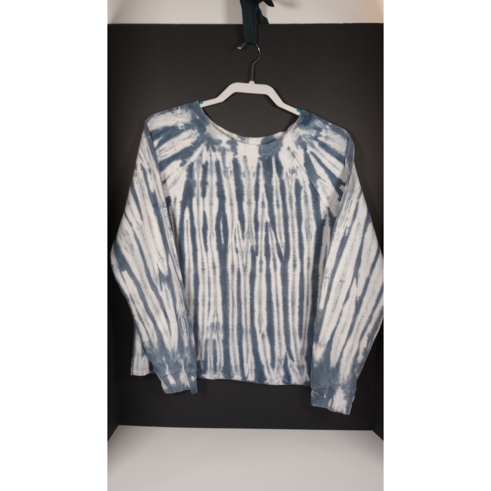 Wallflower Blue/White L/S Tye Dye Cotton Terrycloth Sweatshirt W Size XL Hippie